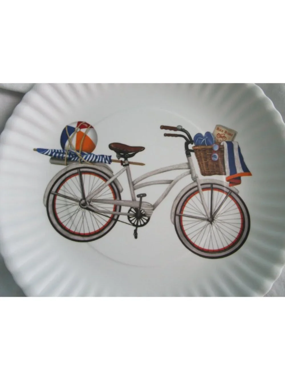Vintage Bicycle Melamine Faux Paper Plates One Hundred 80 Degrees New Picnic